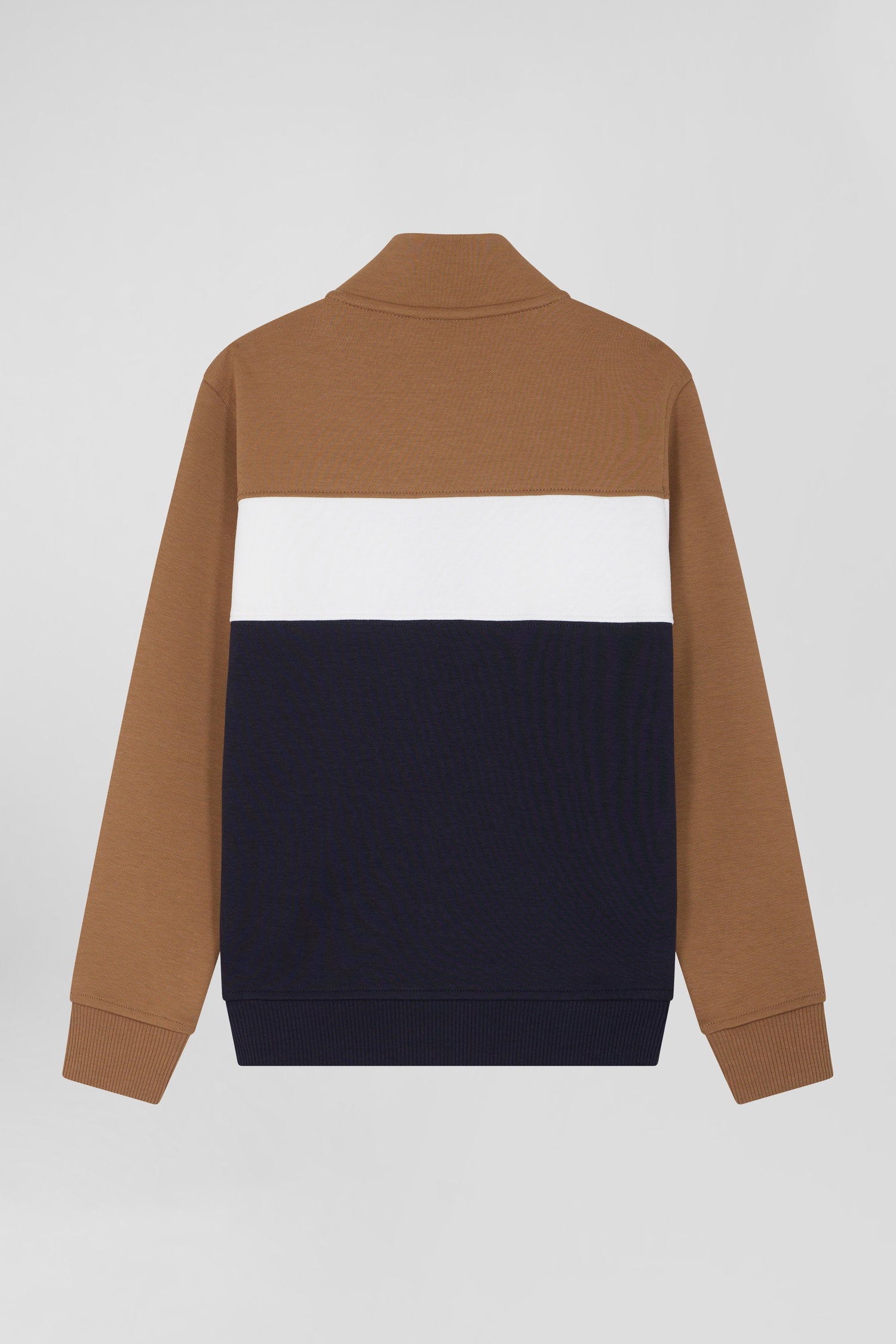 Regular Camel Tricolour Zipped Cotton Blend Sweatshirt_05