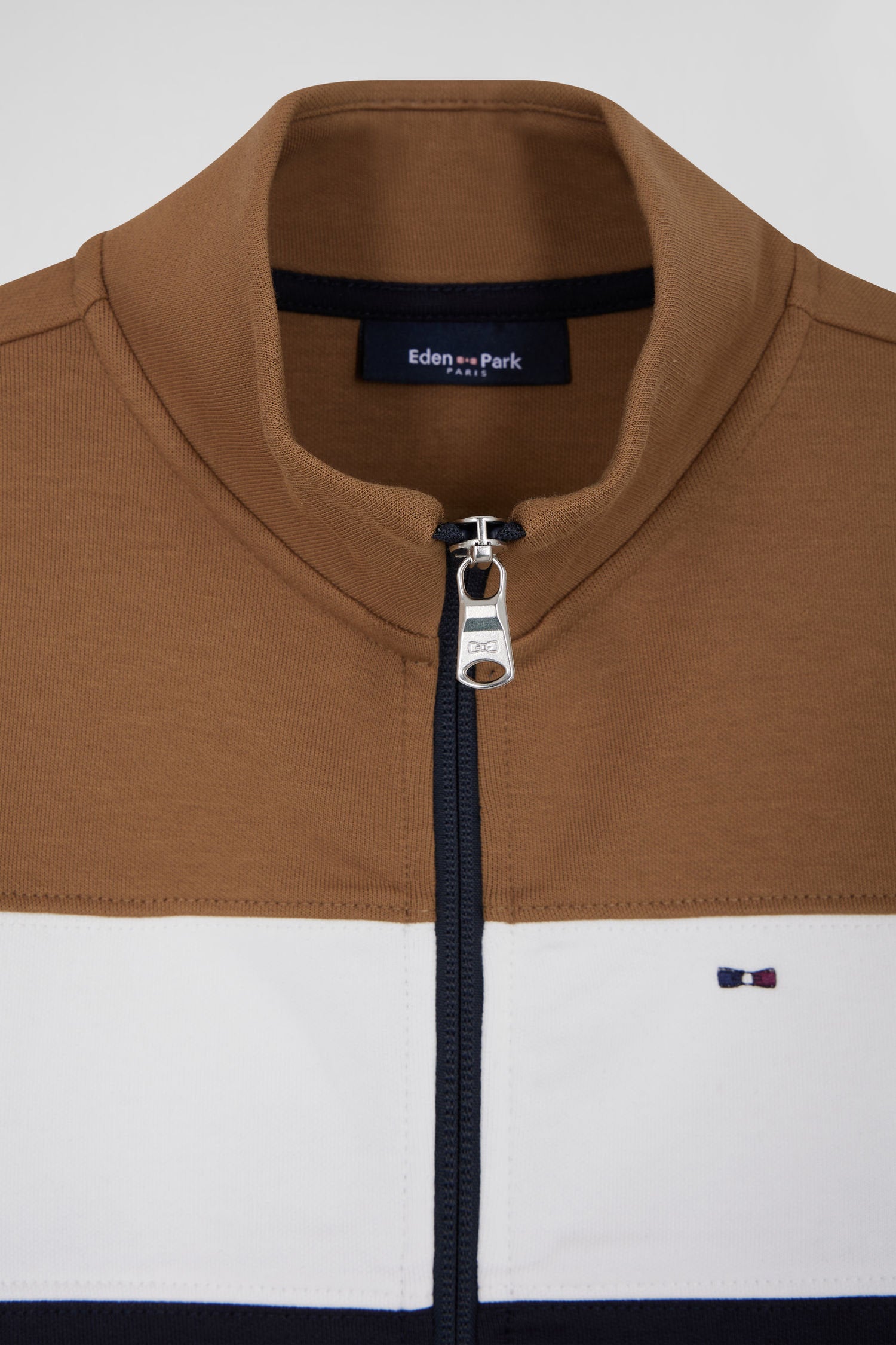 Regular Camel Tricolour Zipped Cotton Blend Sweatshirt_08