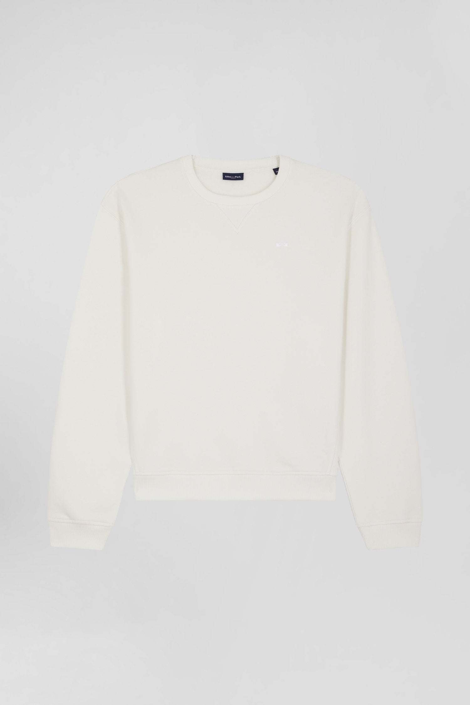 Oversize Ecru Round Neck Cotton Sweatshirt_04