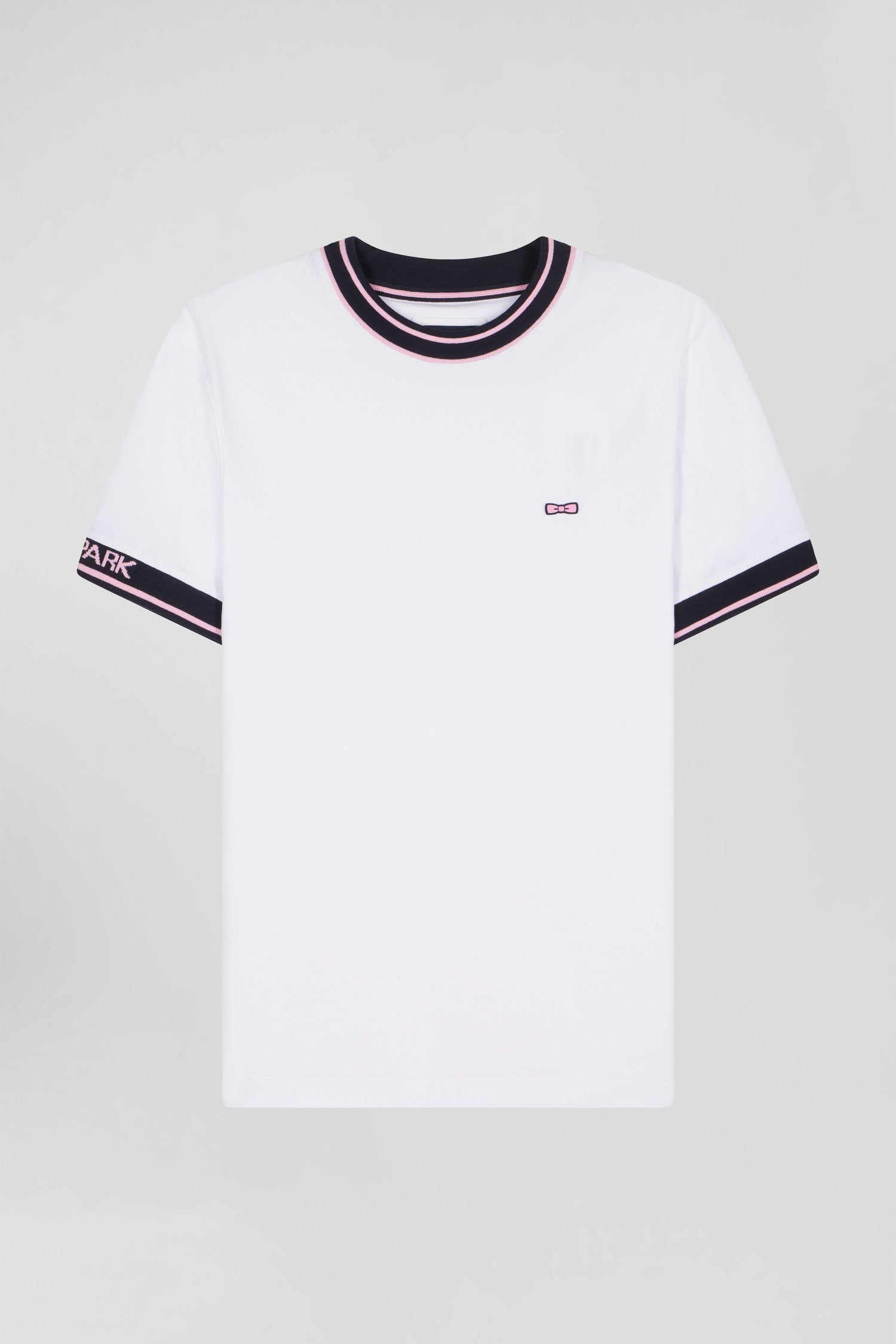 Slim White Short-Sleeved Cotton T-Shirt With Eden Park Ribs_04