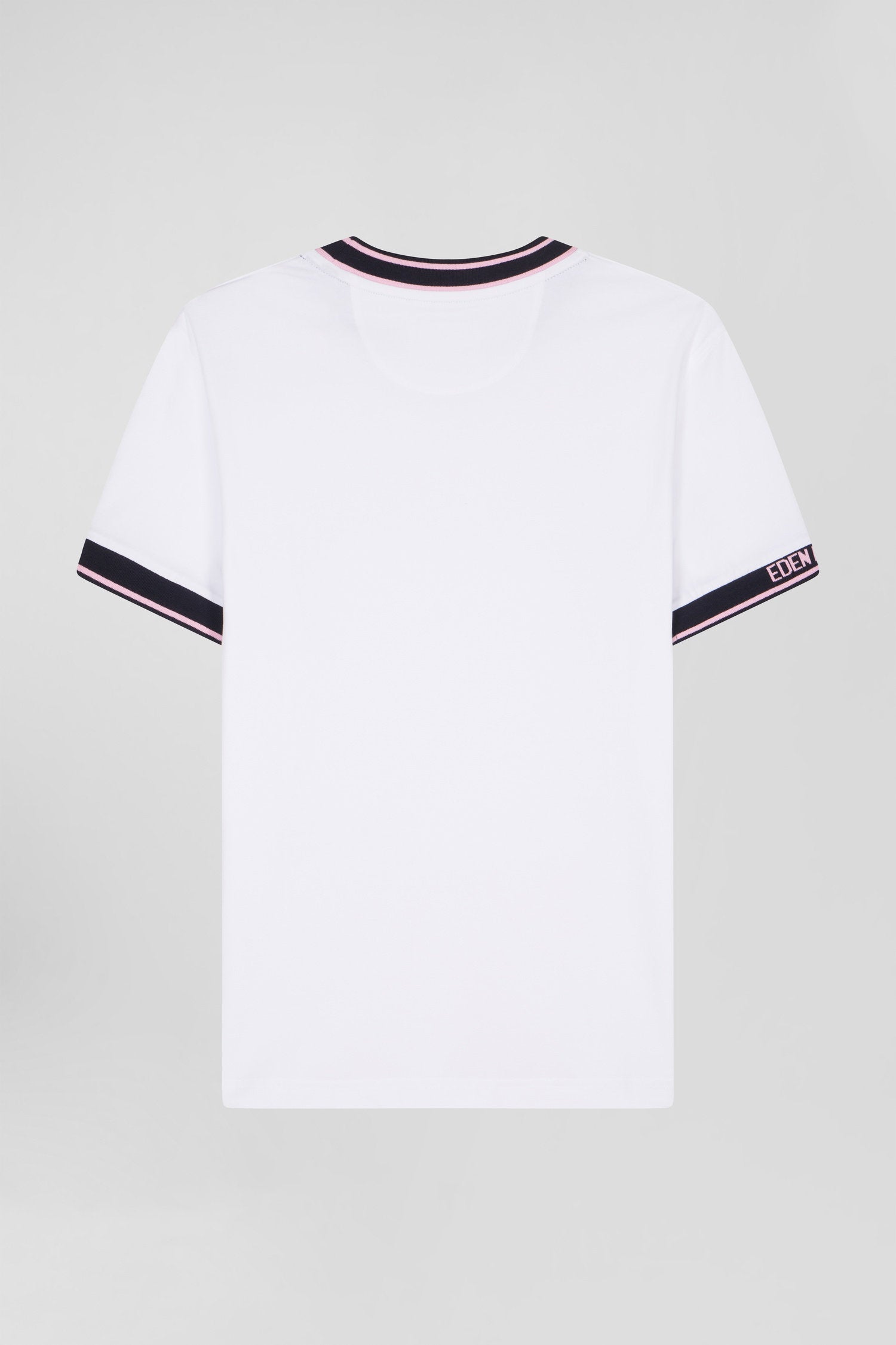 Slim White Short-Sleeved Cotton T-Shirt With Eden Park Ribs_05