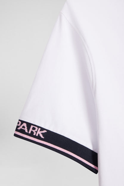 Slim White Short-Sleeved Cotton T-Shirt With Eden Park Ribs_06