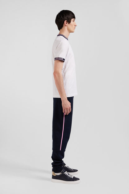 Slim White Short-Sleeved Cotton T-Shirt With Eden Park Ribs_09