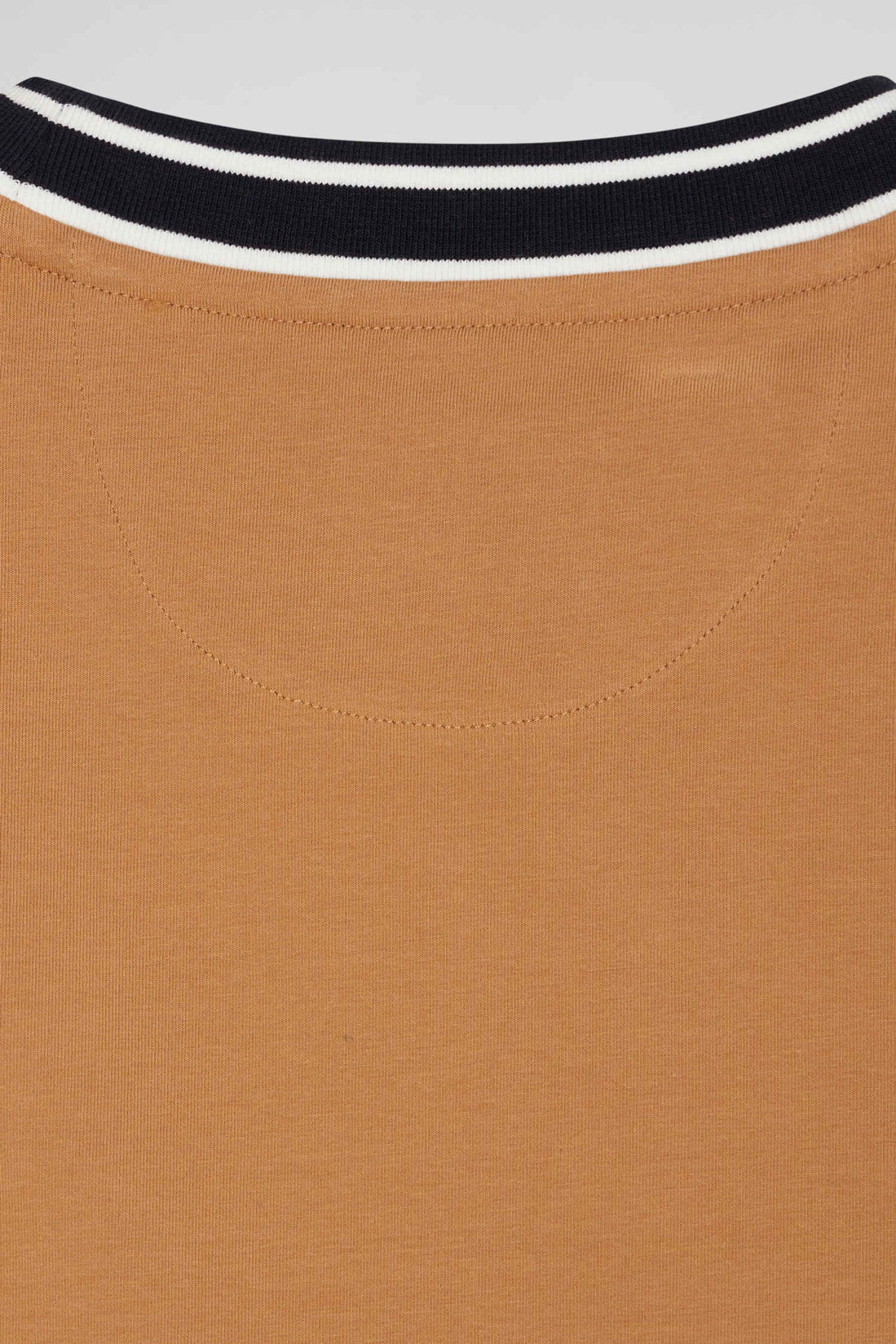 Slim Camel Short-Sleeved Cotton T-Shirt With Eden Park Ribs_08