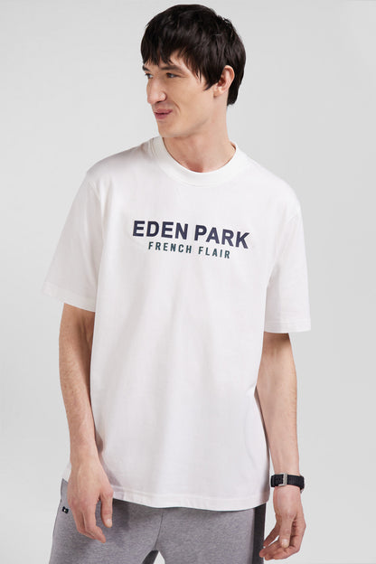 Oversize Ecru Eden Park French Flair Cotton Short-Sleeved T-Shirt_01