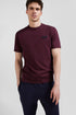 Regular Burgundy Short-Sleeved Cotton T-Shirt With Tie Patchwork Emblem_01