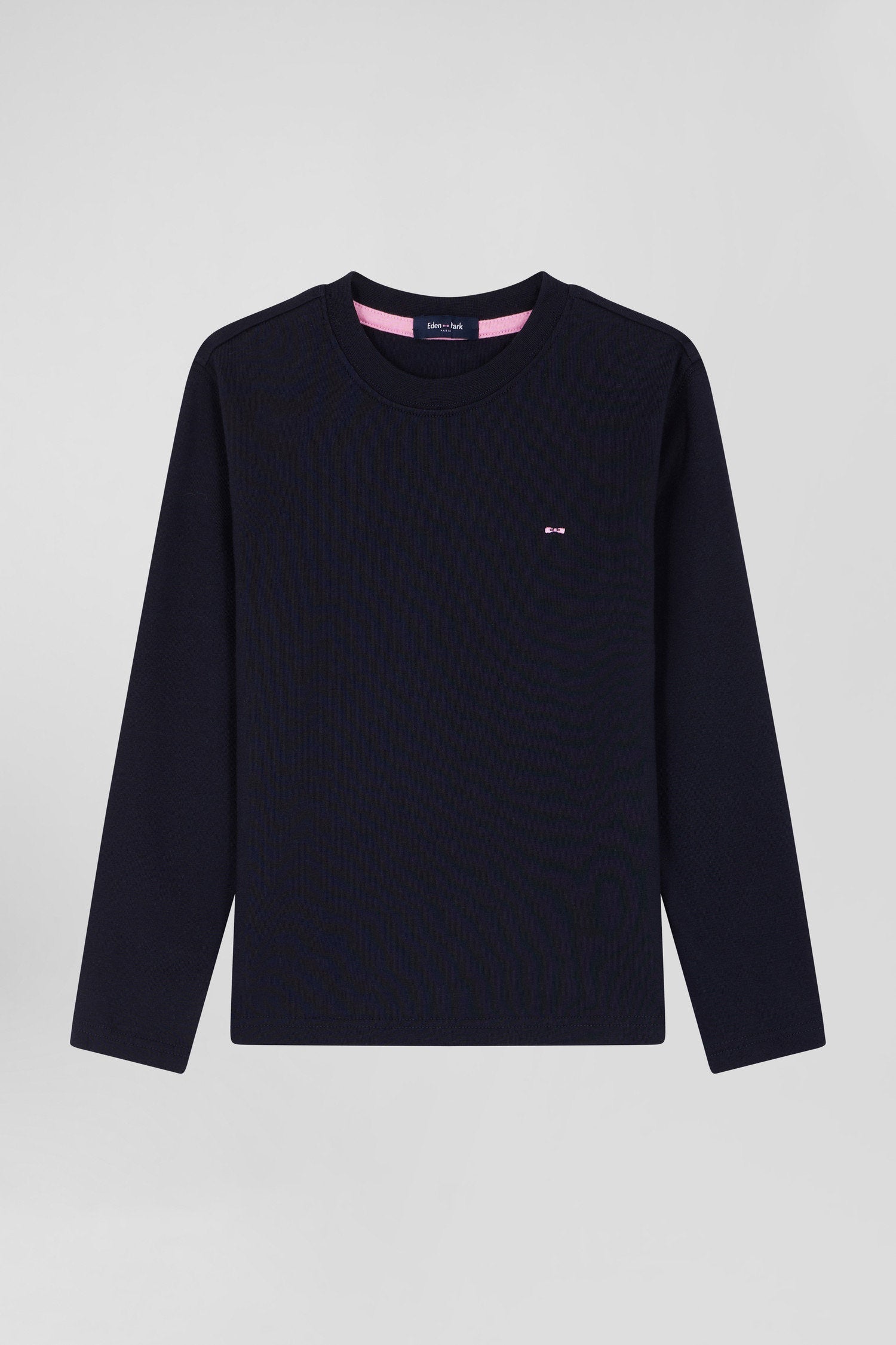 Regular Navy Blue Long-Sleeved Cotton T-Shirt With N¡10 Embroidery_04