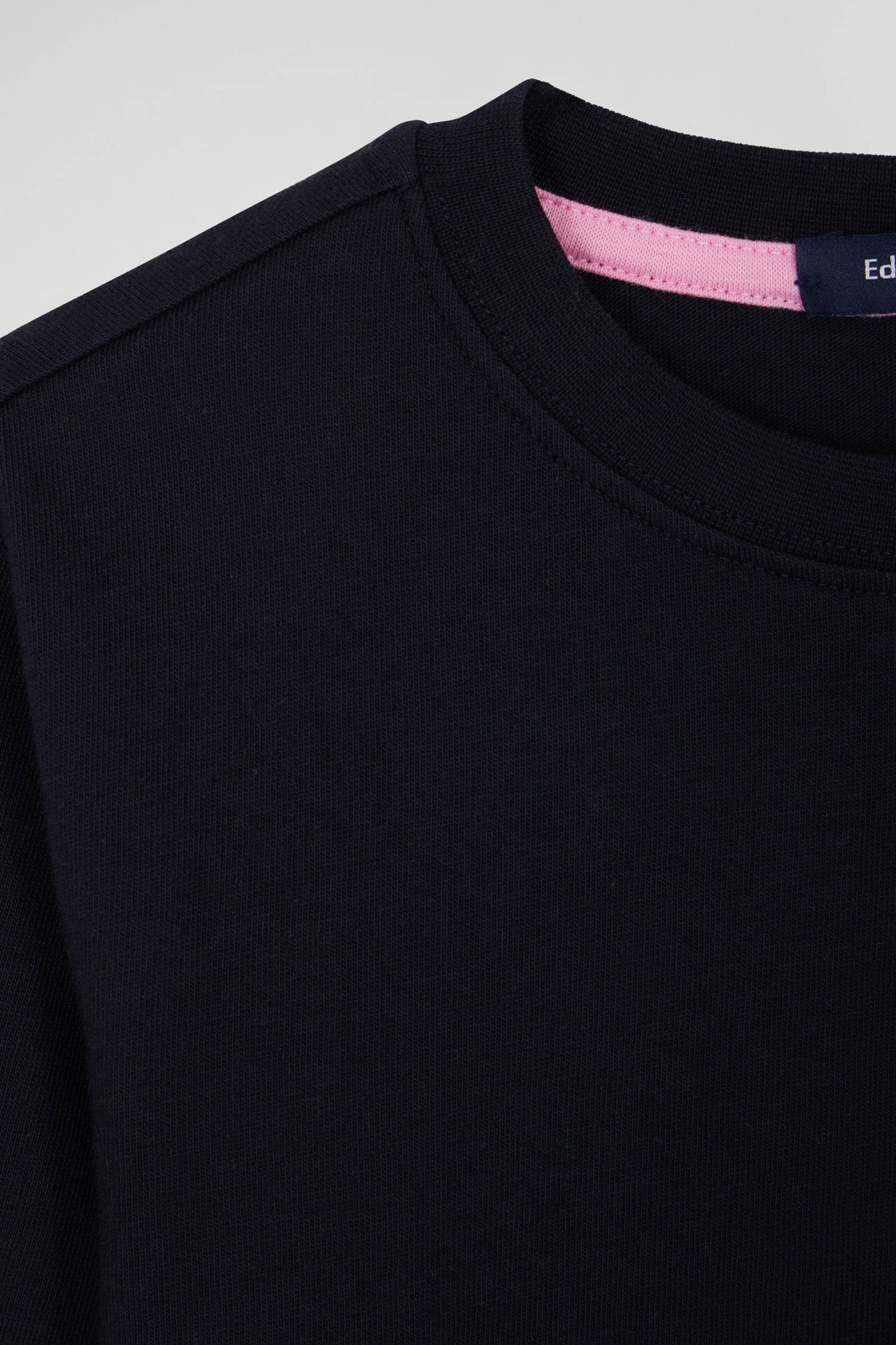 Regular Navy Blue Long-Sleeved Cotton T-Shirt With N¡10 Embroidery_07