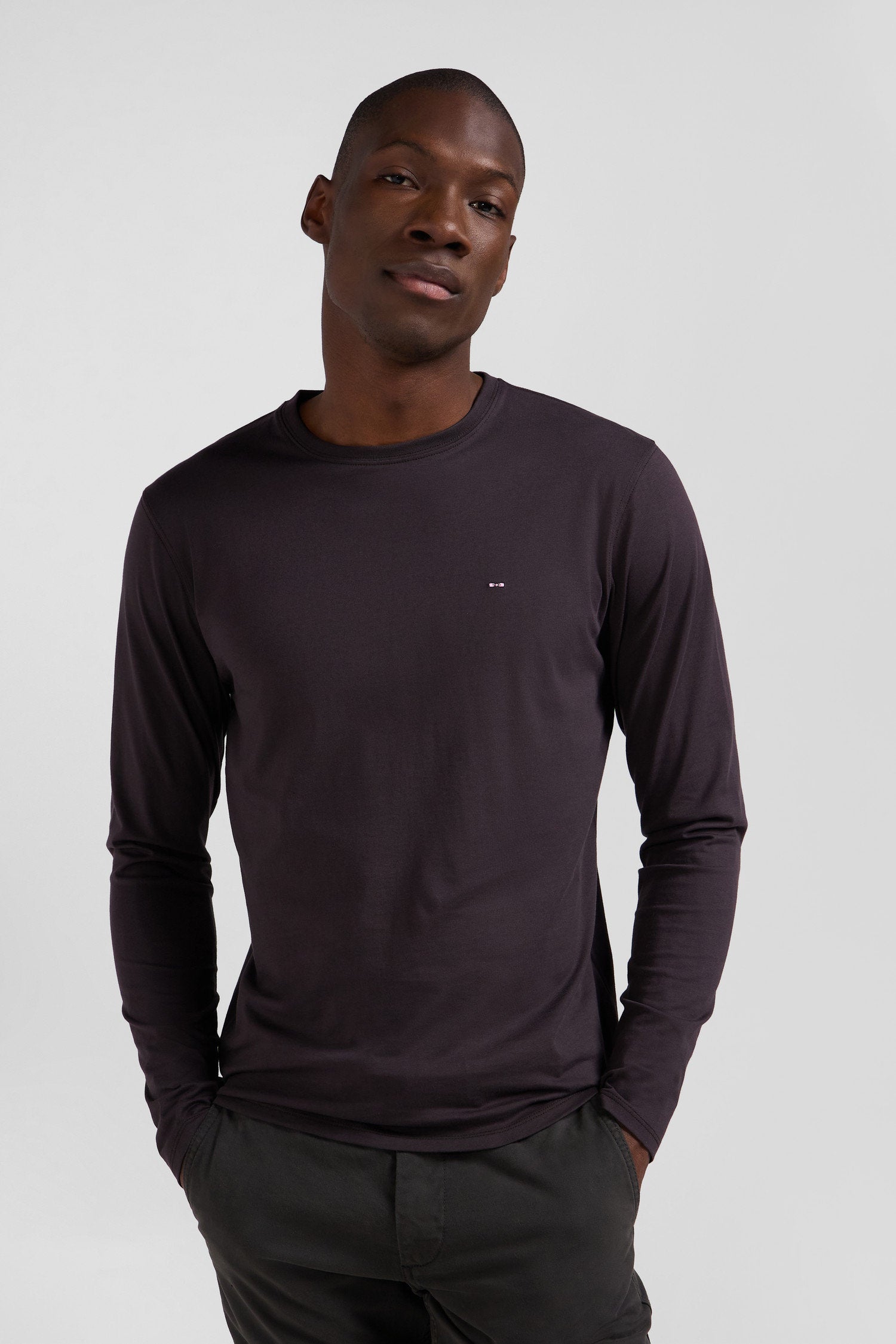 Regular Navy Blue Long-Sleeved Pima Cotton T-Shirt_01