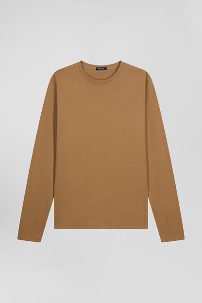 Regular Camel Long-Sleeved Cotton T-Shirt_04