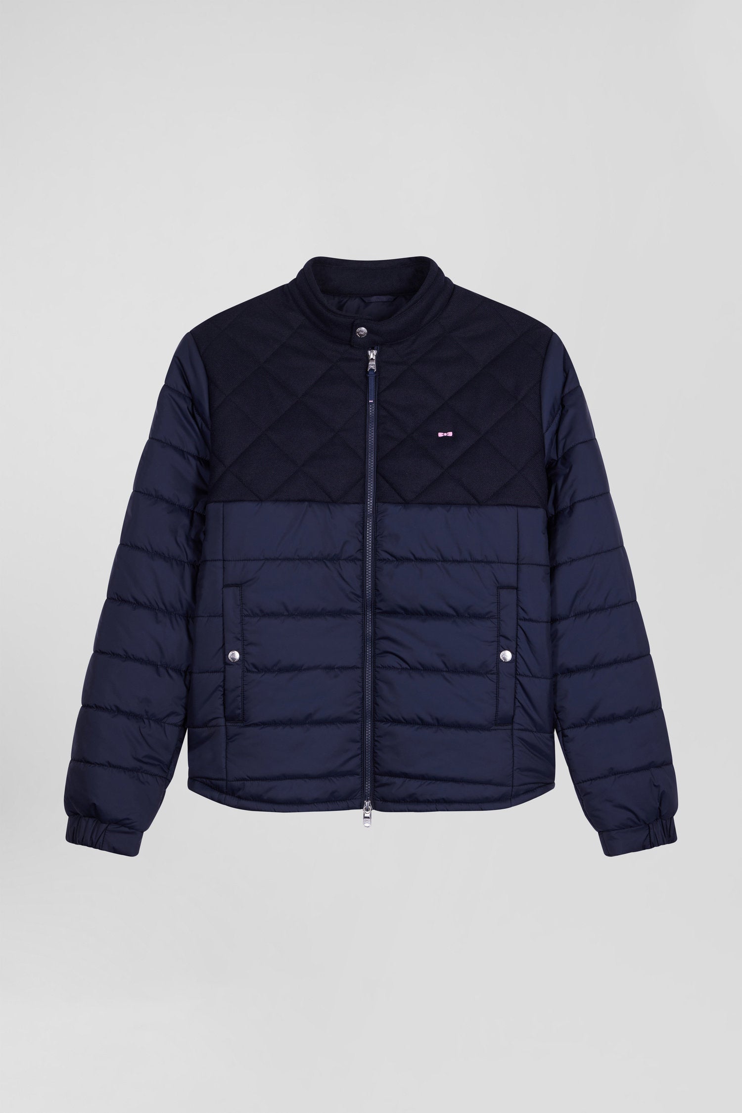 Navy Blue Long-Sleeved Double Quilted High Collar Down Jacket_H24PAMDL0003_BLF_03