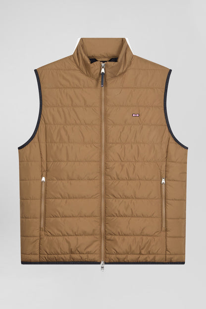 Camel Quilted Sleeveless High Collar Down Vest_04