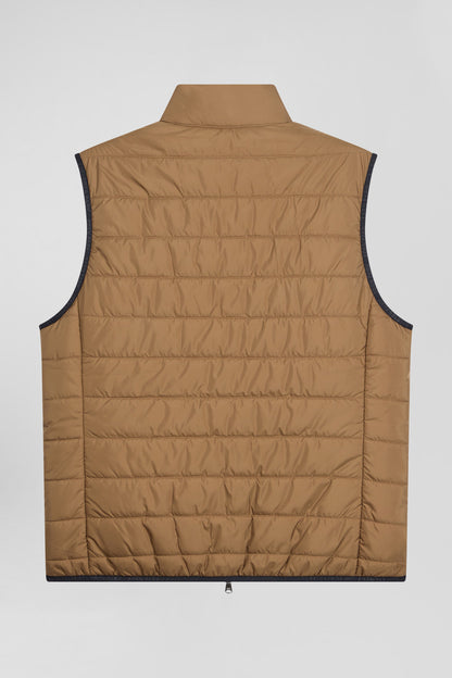 Camel Quilted Sleeveless High Collar Down Vest_05