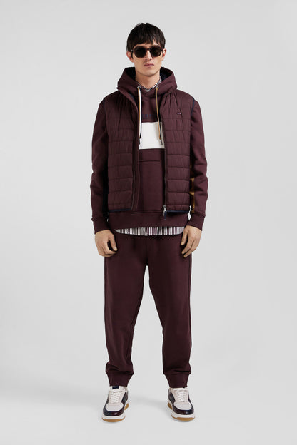 Burgundy Quilted Sleeveless High Collar Down Vest_02