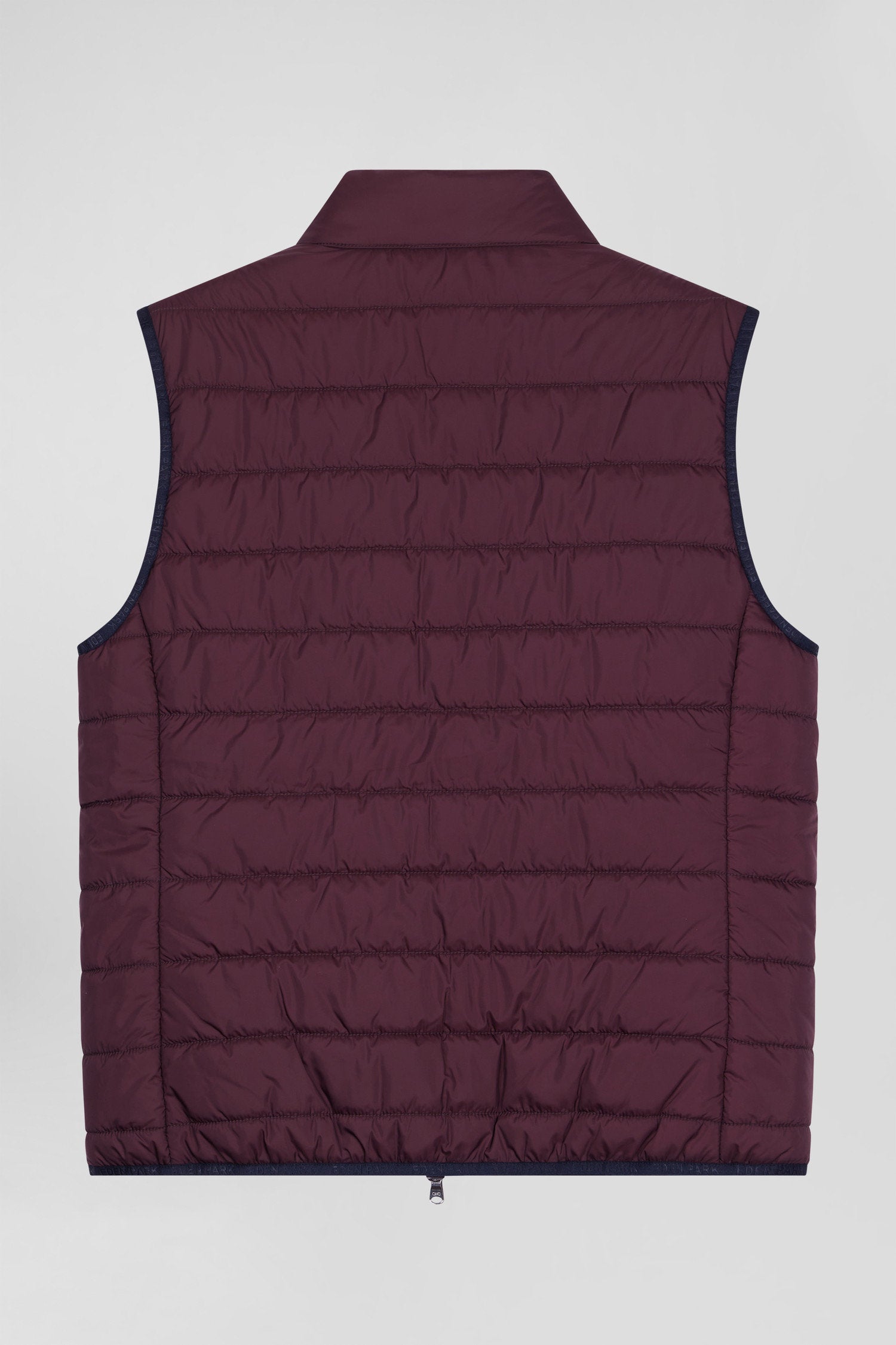 Burgundy Quilted Sleeveless High Collar Down Vest_05