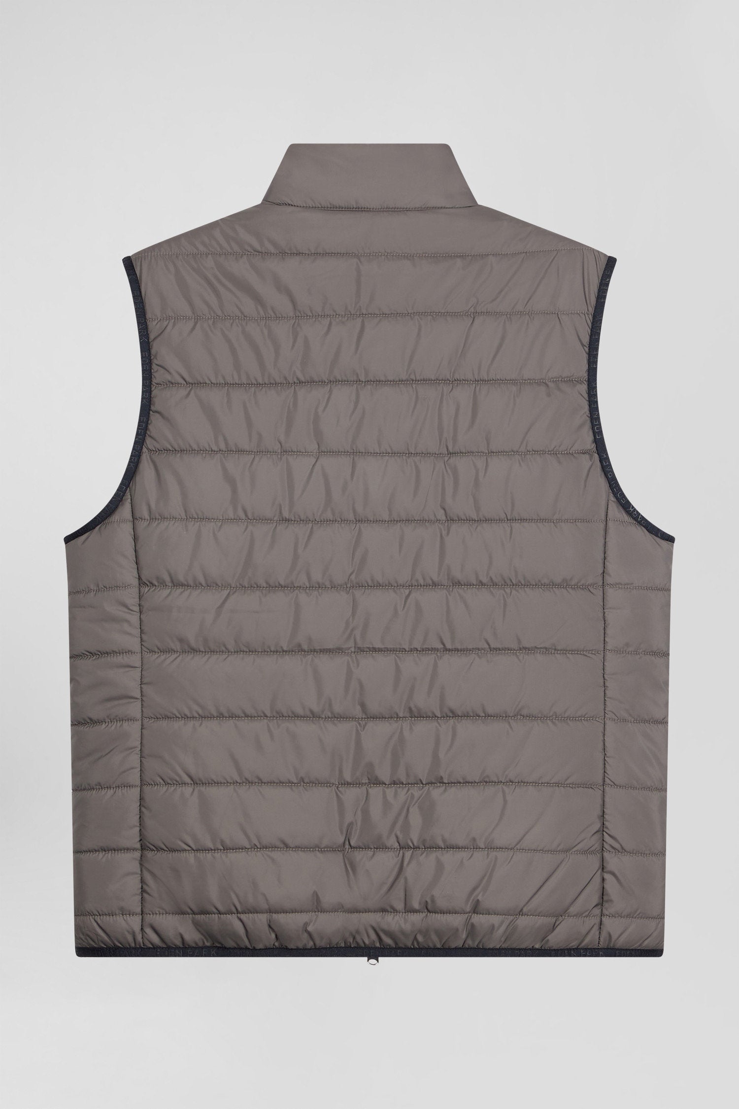 Grey Quilted Sleeveless High Collar Down Vest_05