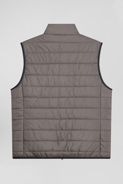 Grey Quilted Sleeveless High Collar Down Vest_05