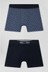 Set Of 2 Dark Blue Solid And Micro Pattern Stretch Cotton Boxers_01