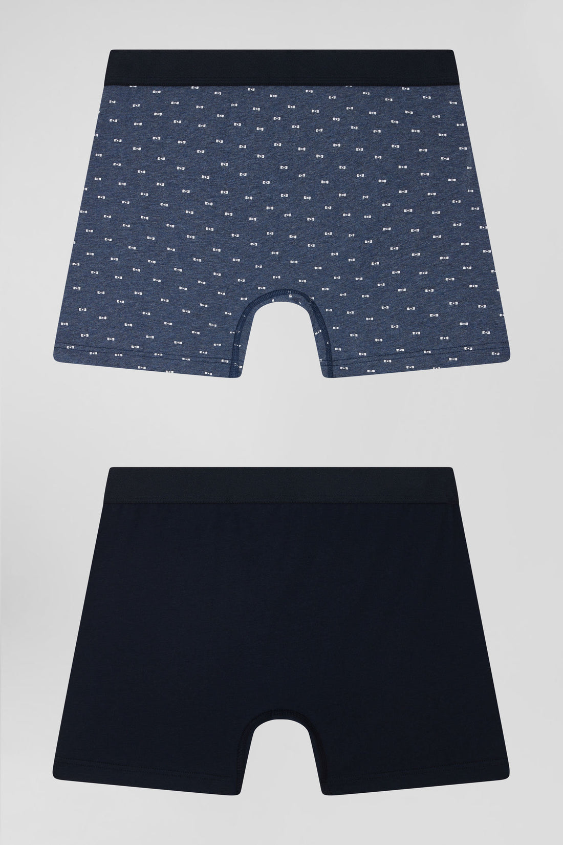 Set Of 2 Dark Blue Solid And Micro Pattern Stretch Cotton Boxers_02