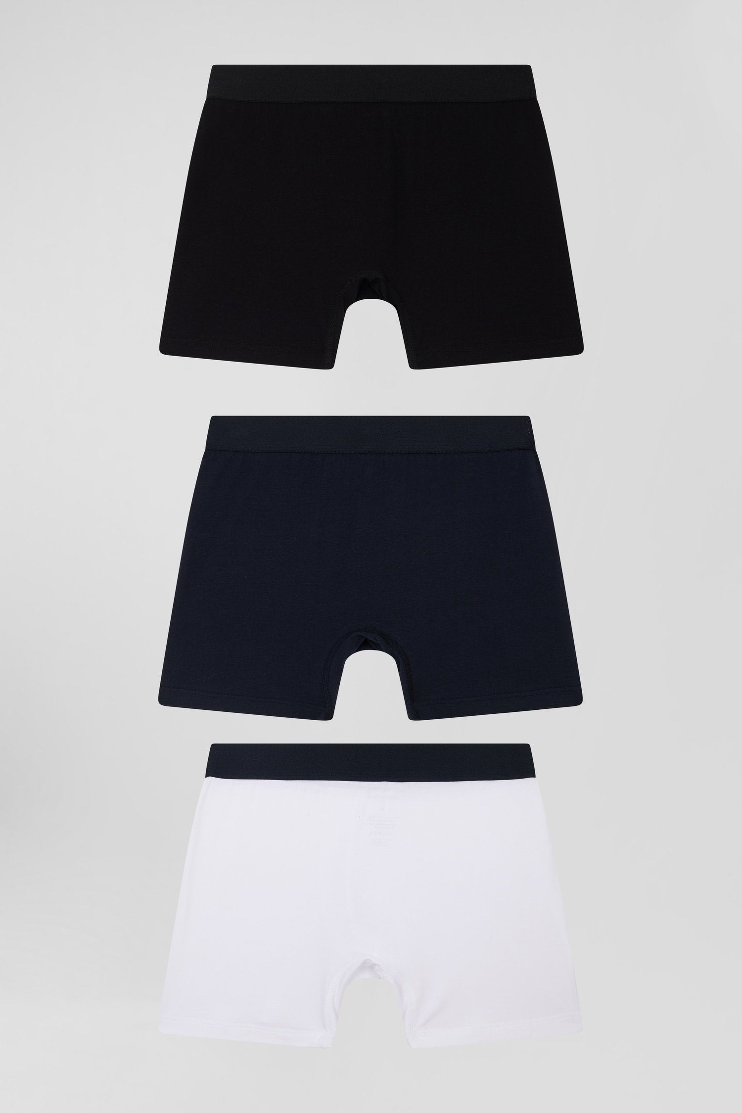 Set Of 3 White Solid Stretch Cotton Boxers_02