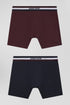 Set Of 2 Burgundy Stretch Cotton Boxers With Tricolor Waistband_01