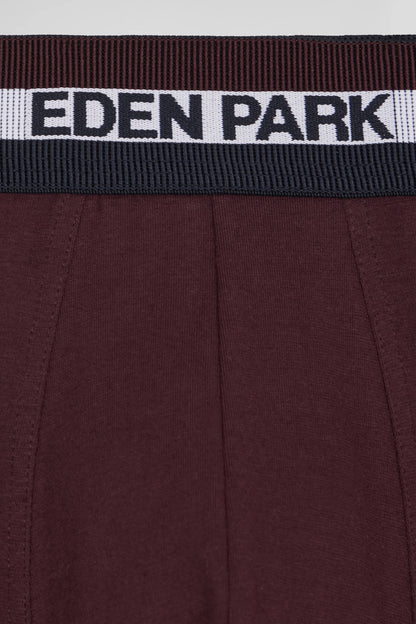 Set Of 2 Burgundy Stretch Cotton Boxers With Tricolor Waistband_03
