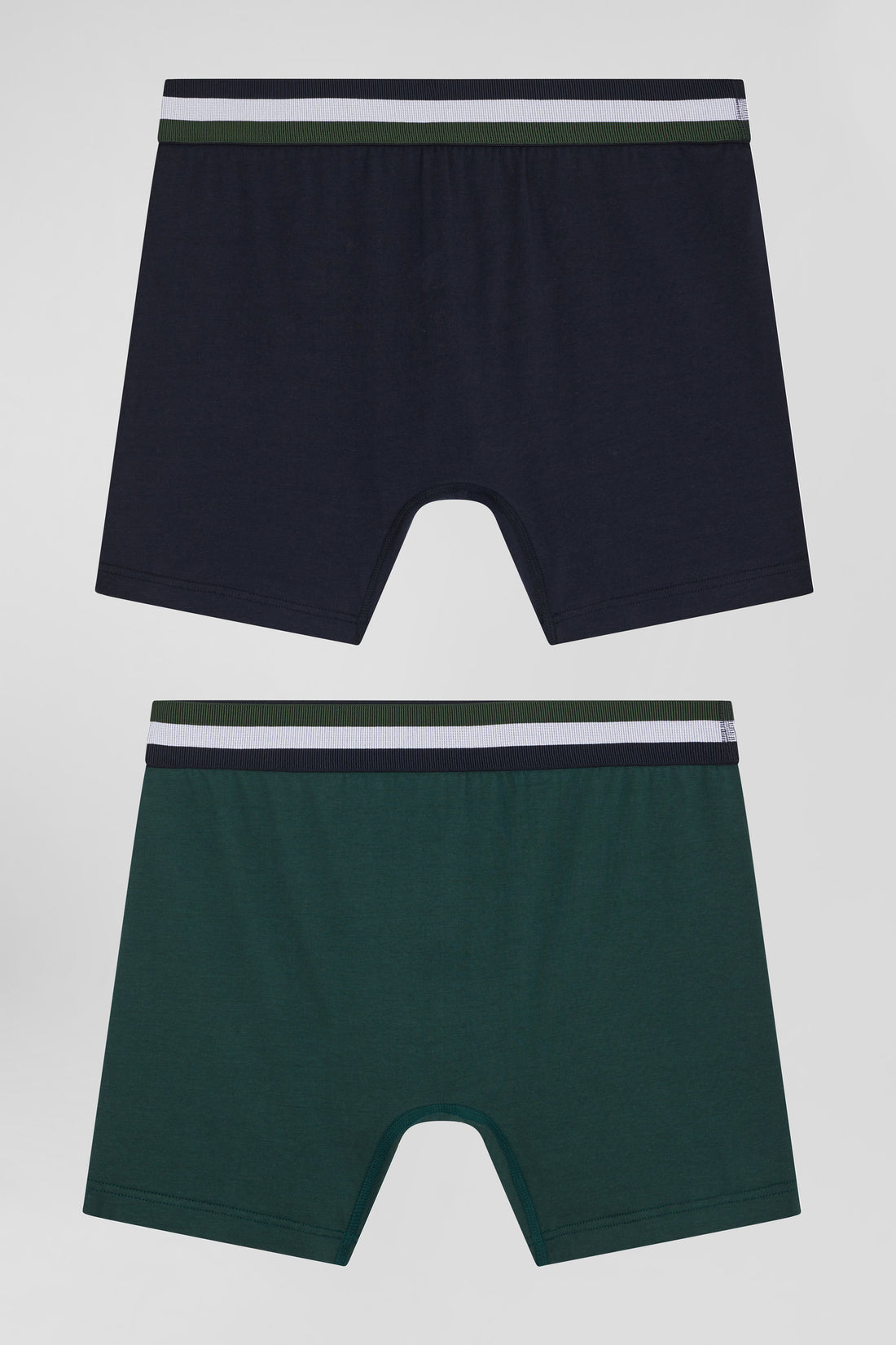 Set Of 2 Green Stretch Cotton Boxers With Tricolor Waistband_02