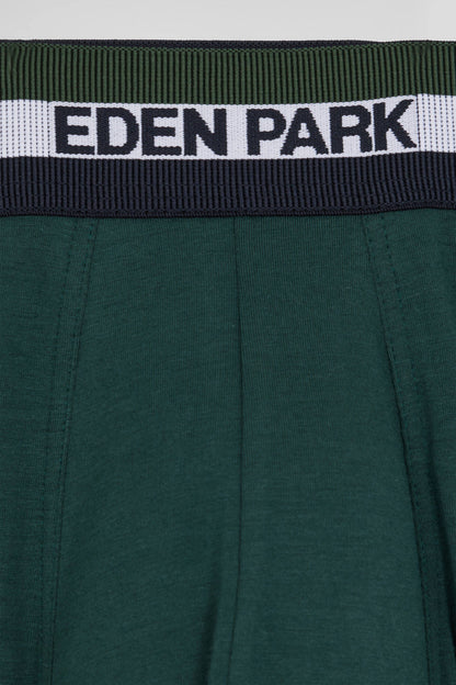 Set Of 2 Green Stretch Cotton Boxers With Tricolor Waistband_03