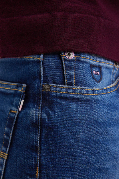 Eden Park_Blue_5-Pocket Jeans in Blue Stretch Denim Regular Fit_H25BAS5P0003_BLF3_04