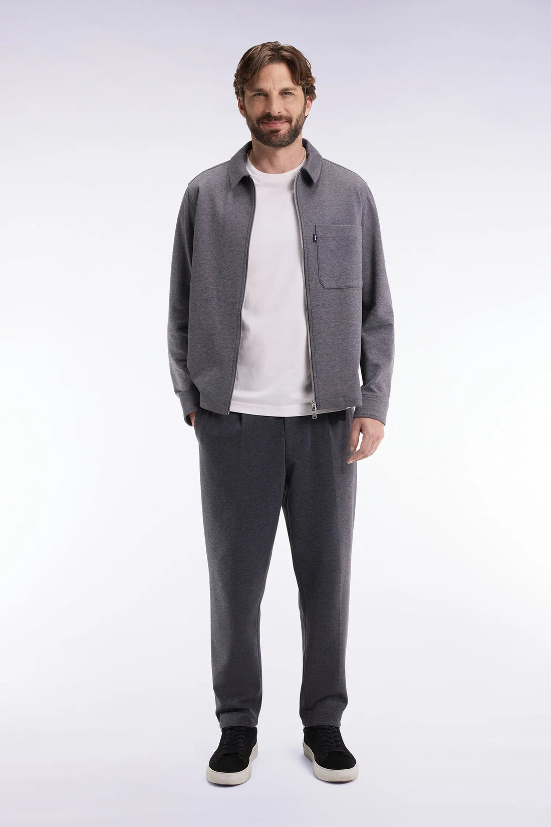 Eden Park_Grey_Double-Faced Jersey Trousers with Grey Elastic Waistband with a Modern Cut_H25BASPA0008_GRF_01
