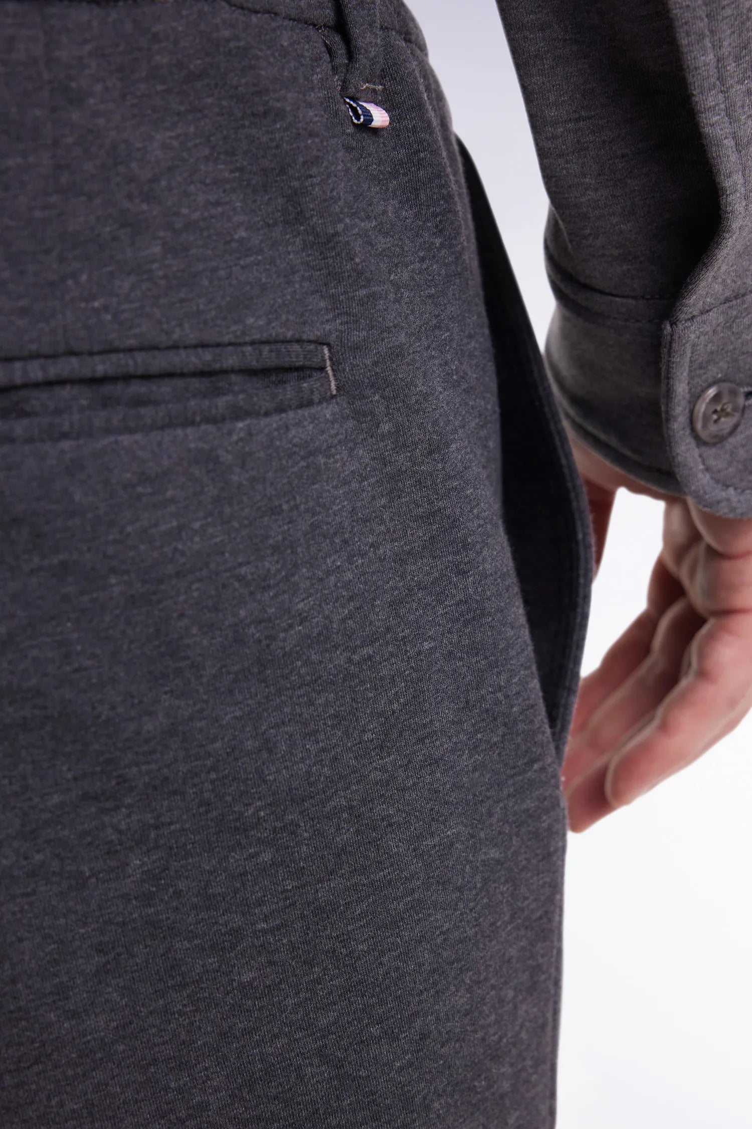 Eden Park_Grey_Double-Faced Jersey Trousers with Grey Elastic Waistband with a Modern Cut_H25BASPA0008_GRF_03