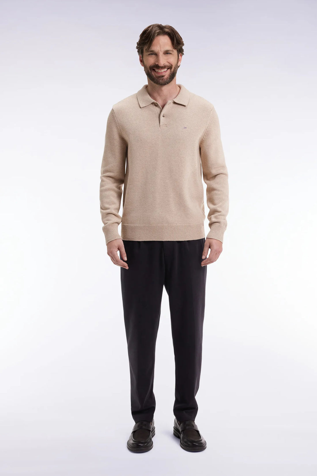 Eden Park_0_Double-Faced Jersey Trousers with Black Elastic Waistband with a Modern Fit_H25BASPA0008_NO_01