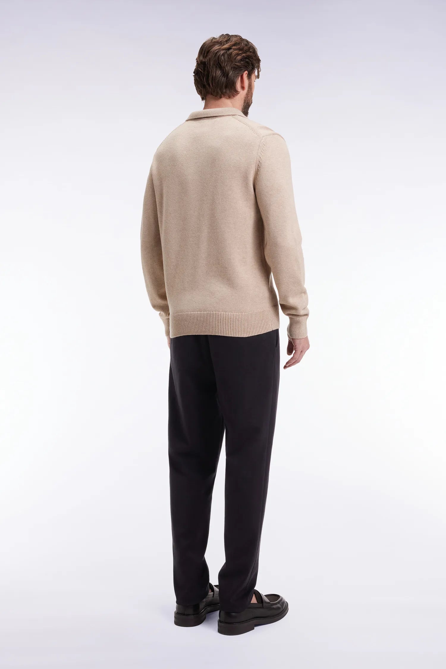 Eden Park_0_Double-Faced Jersey Trousers with Black Elastic Waistband with a Modern Fit_H25BASPA0008_NO_05