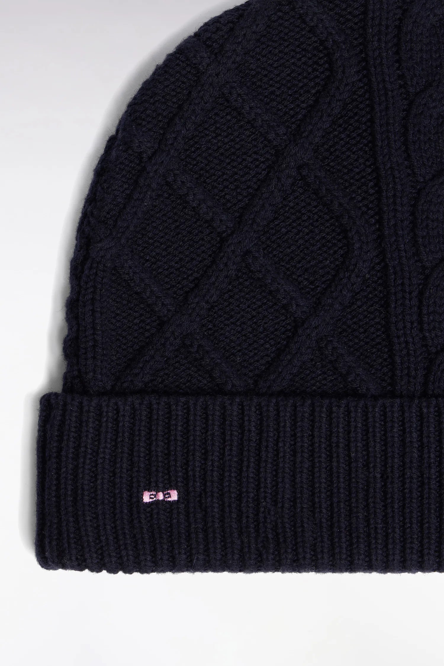 Eden Park_0_Cable Knit Hat in Wool and Navy Cotton_H25CHABN0014_BLF27_02