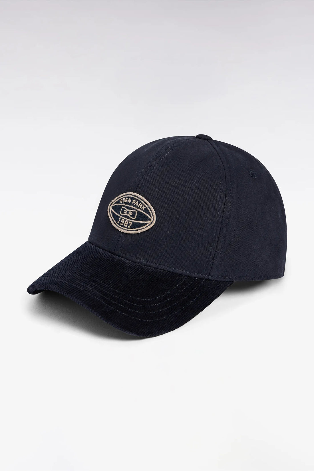 Eden Park_0_Navy Bi-Material Cotton Cap Corduroy Visor_H25CHACA0004_BLF_01