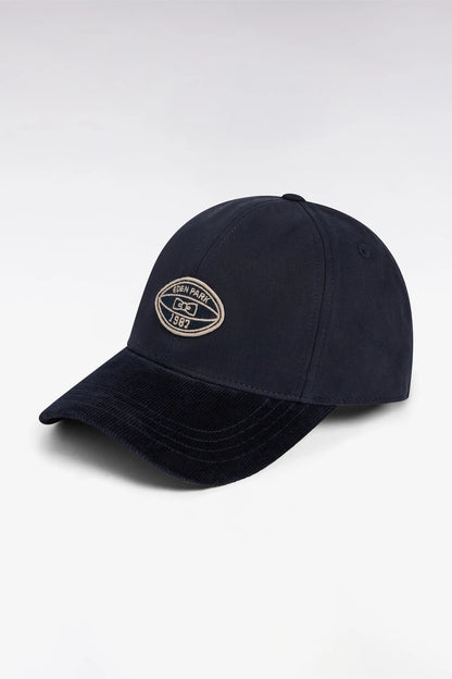 Eden Park_0_Navy Bi-Material Cotton Cap Corduroy Visor_H25CHACA0004_BLF_01
