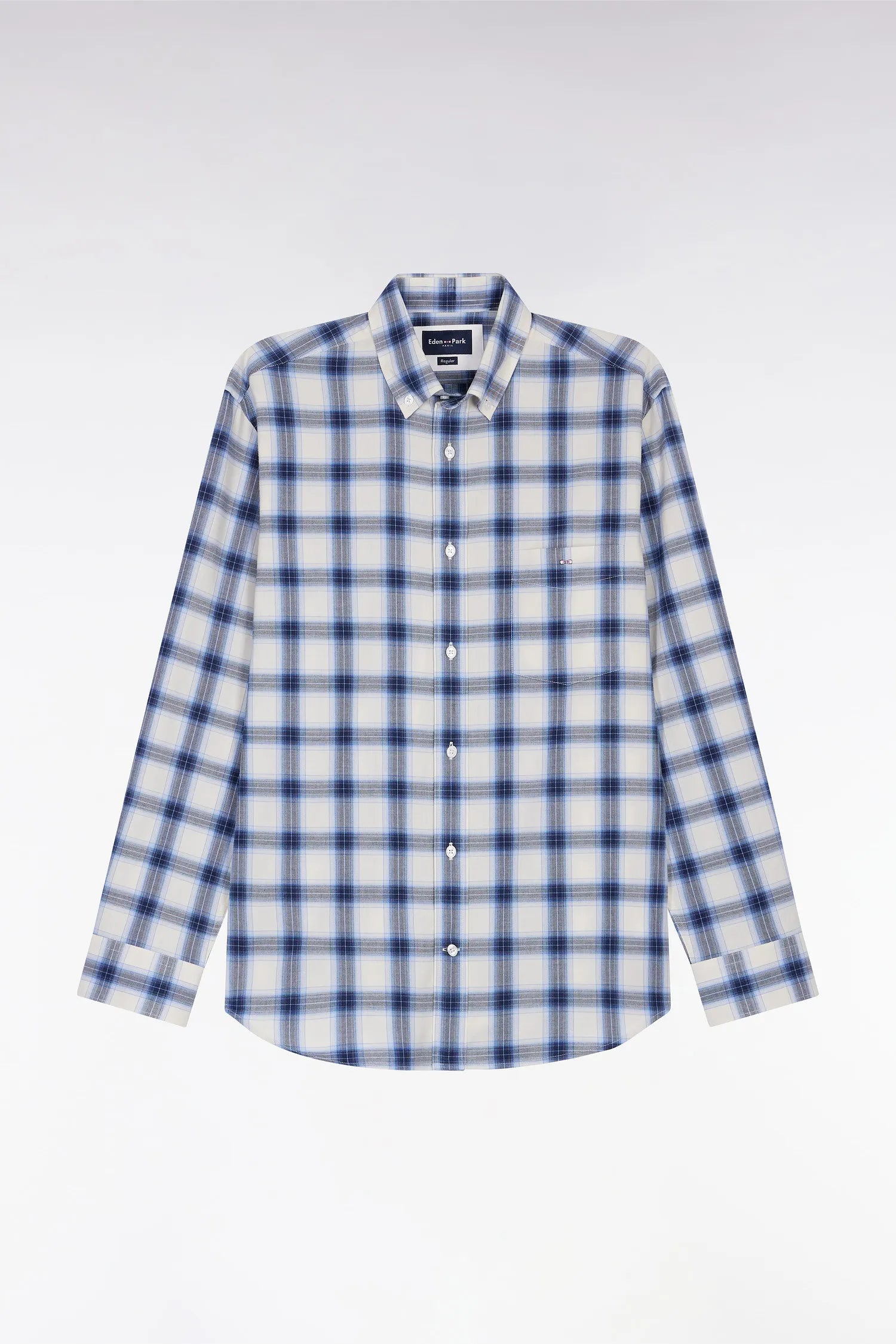 Eden Park_0_Straight Cut Sky Cotton Plaid Shirt_H25CHECL0011_BLM12_02