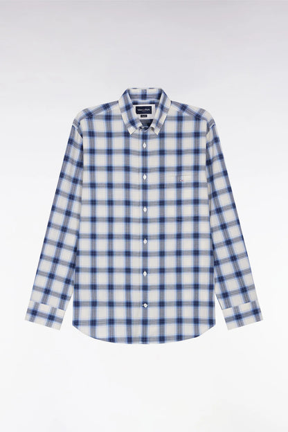 Eden Park_0_Straight Cut Sky Cotton Plaid Shirt_H25CHECL0011_BLM12_02