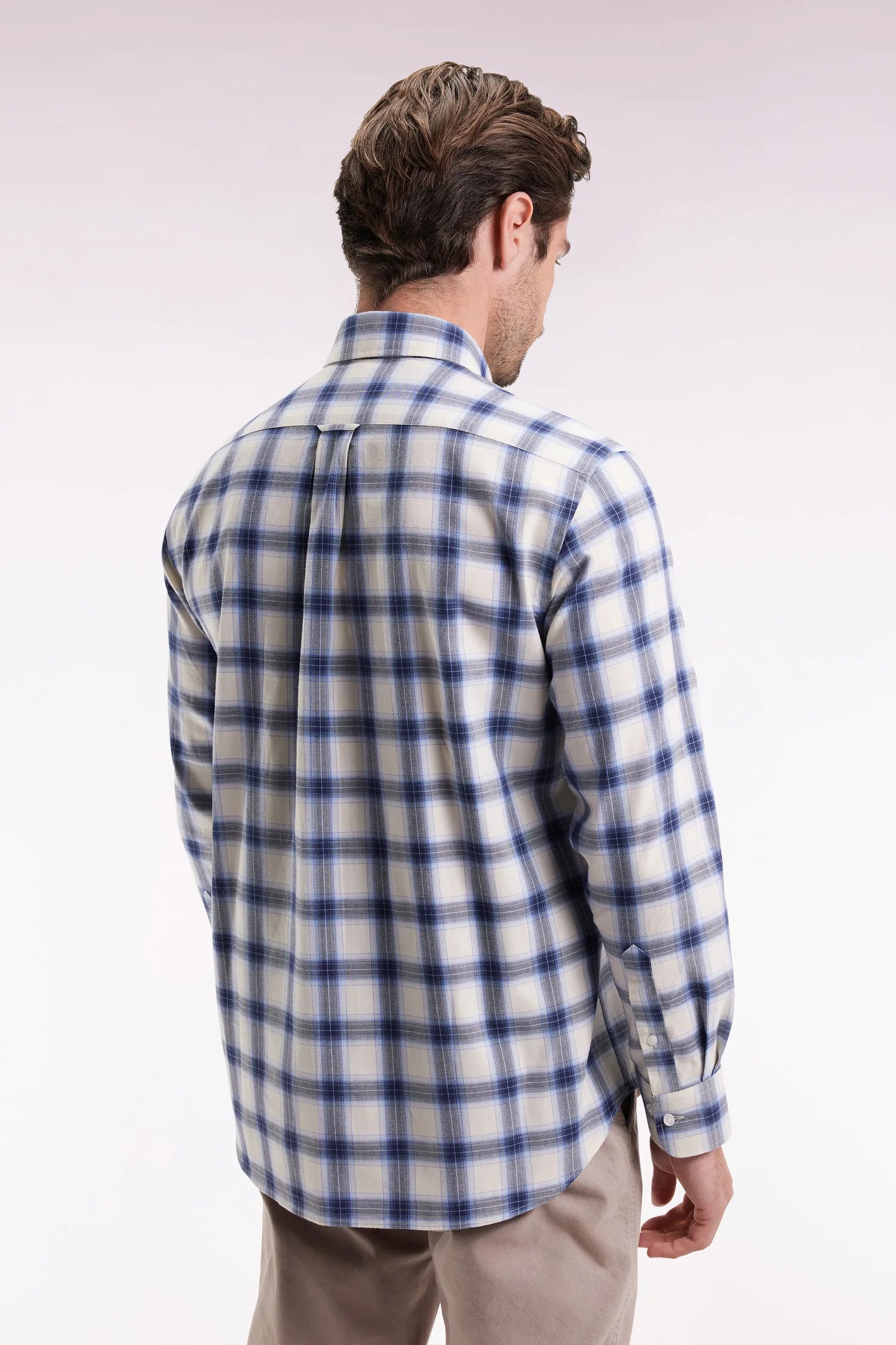 Eden Park_0_Straight Cut Sky Cotton Plaid Shirt_H25CHECL0011_BLM12_05