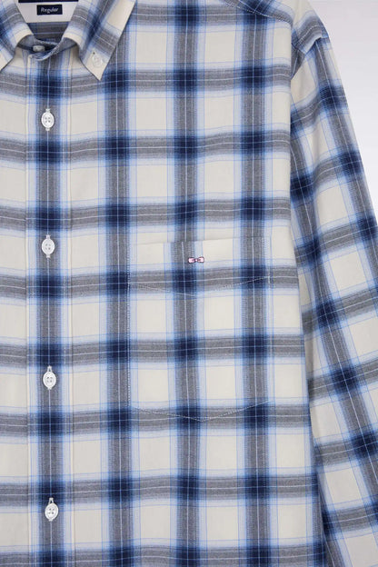Eden Park_0_Straight Cut Sky Cotton Plaid Shirt_H25CHECL0011_BLM12_06