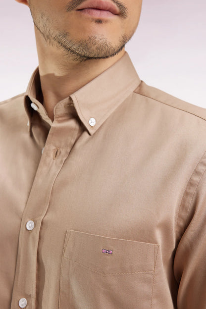 Eden Park_Beige_Beige Cotton PiquŽ Shirt with a Straight Cut_H25CHECL0026_BEM27_04