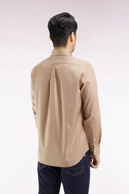 Eden Park_Beige_Beige Cotton PiquŽ Shirt with a Straight Cut_H25CHECL0026_BEM27_05