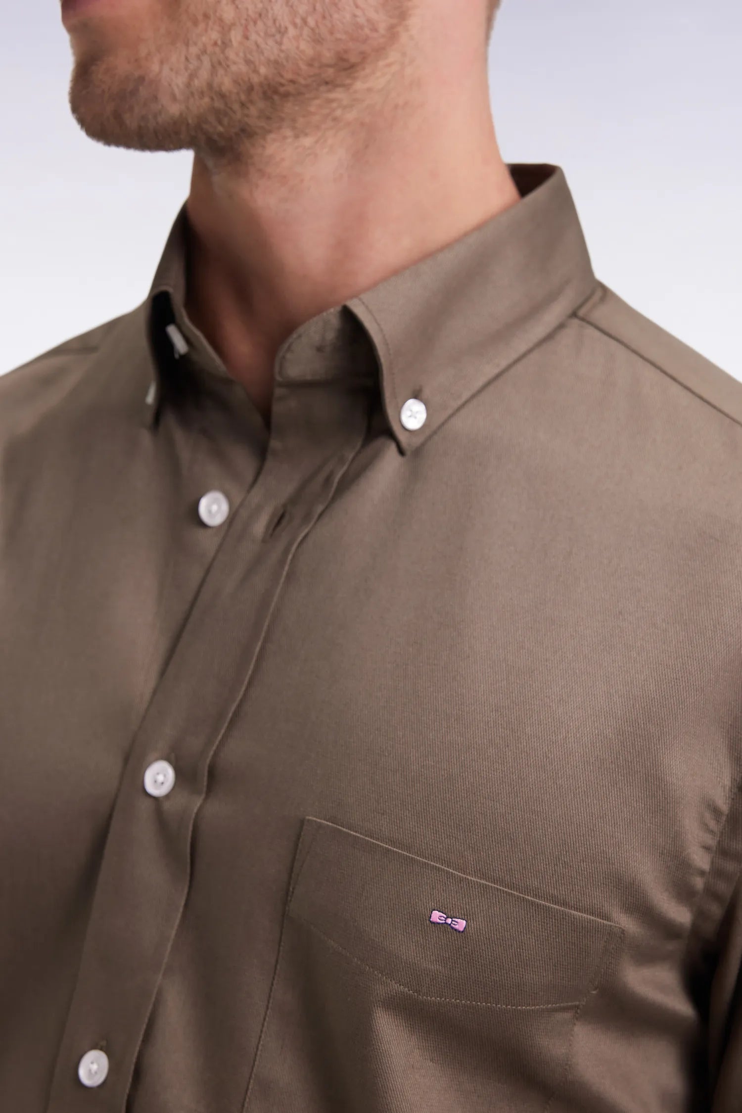 Eden Park_Green_Straight-Cut Khaki Cotton PiquŽ Shirt_H25CHECL0026_KAF7_03