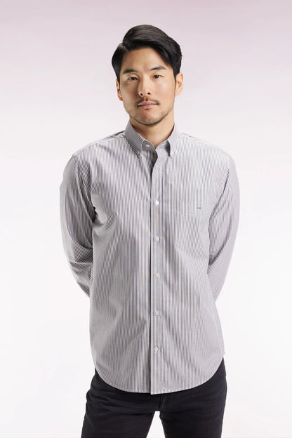 Eden Park_0_Striped Navy Cotton Shirt with a Straight Cut_H25CHECL0032_BLF_01