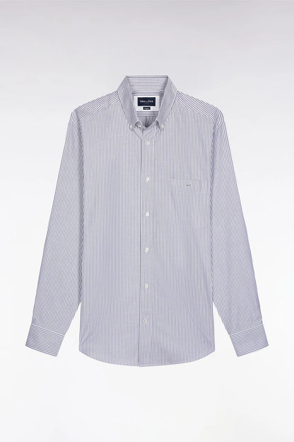 Eden Park_0_Striped Navy Cotton Shirt with a Straight Cut_H25CHECL0032_BLF_02