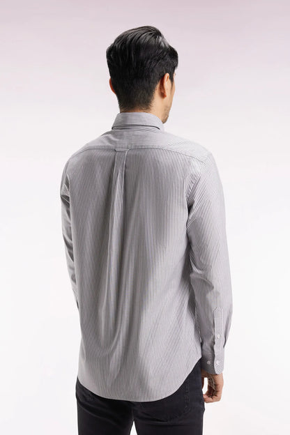 Eden Park_0_Striped Navy Cotton Shirt with a Straight Cut_H25CHECL0032_BLF_05