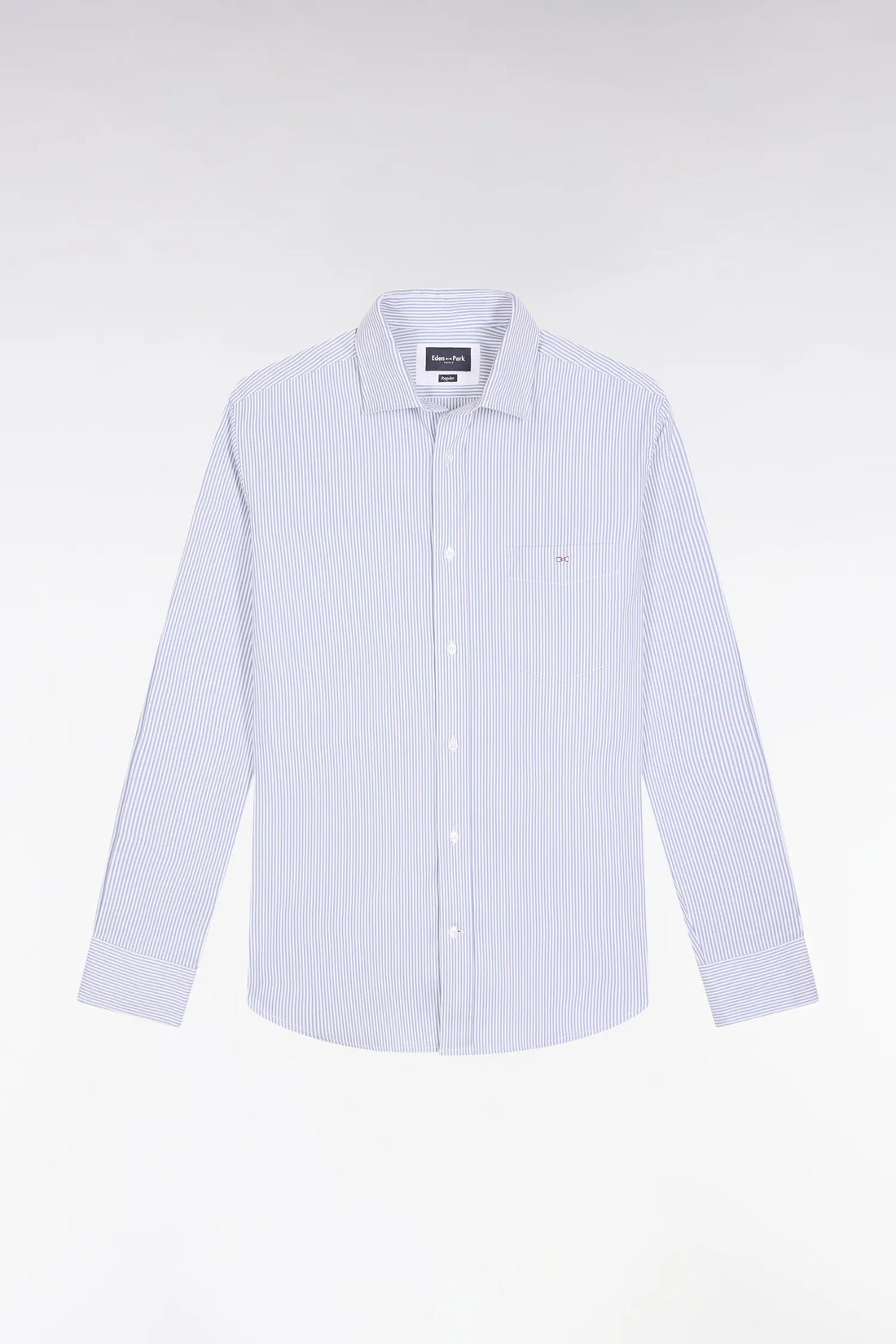 Eden Park_0_Striped Cotton Shirt in Sky Straight Cut_H25CHECL0032_BLM12_02