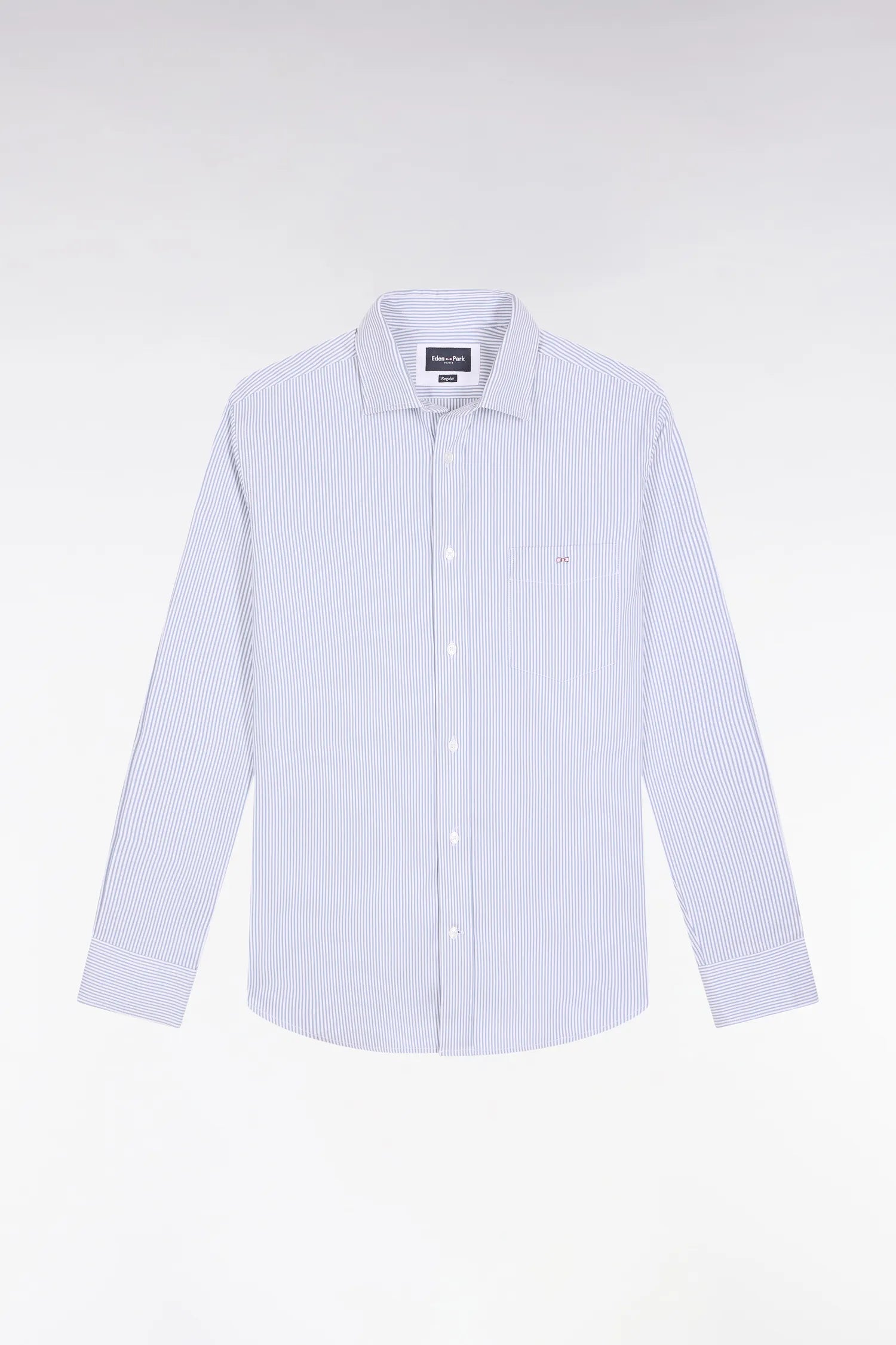 Eden Park_0_Striped Cotton Shirt in Sky Straight Cut_H25CHECL0032_BLM12_02