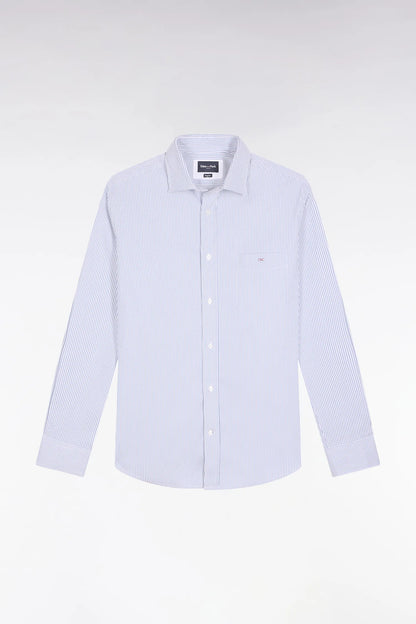Eden Park_0_Striped Cotton Shirt in Sky Straight Cut_H25CHECL0032_BLM12_02