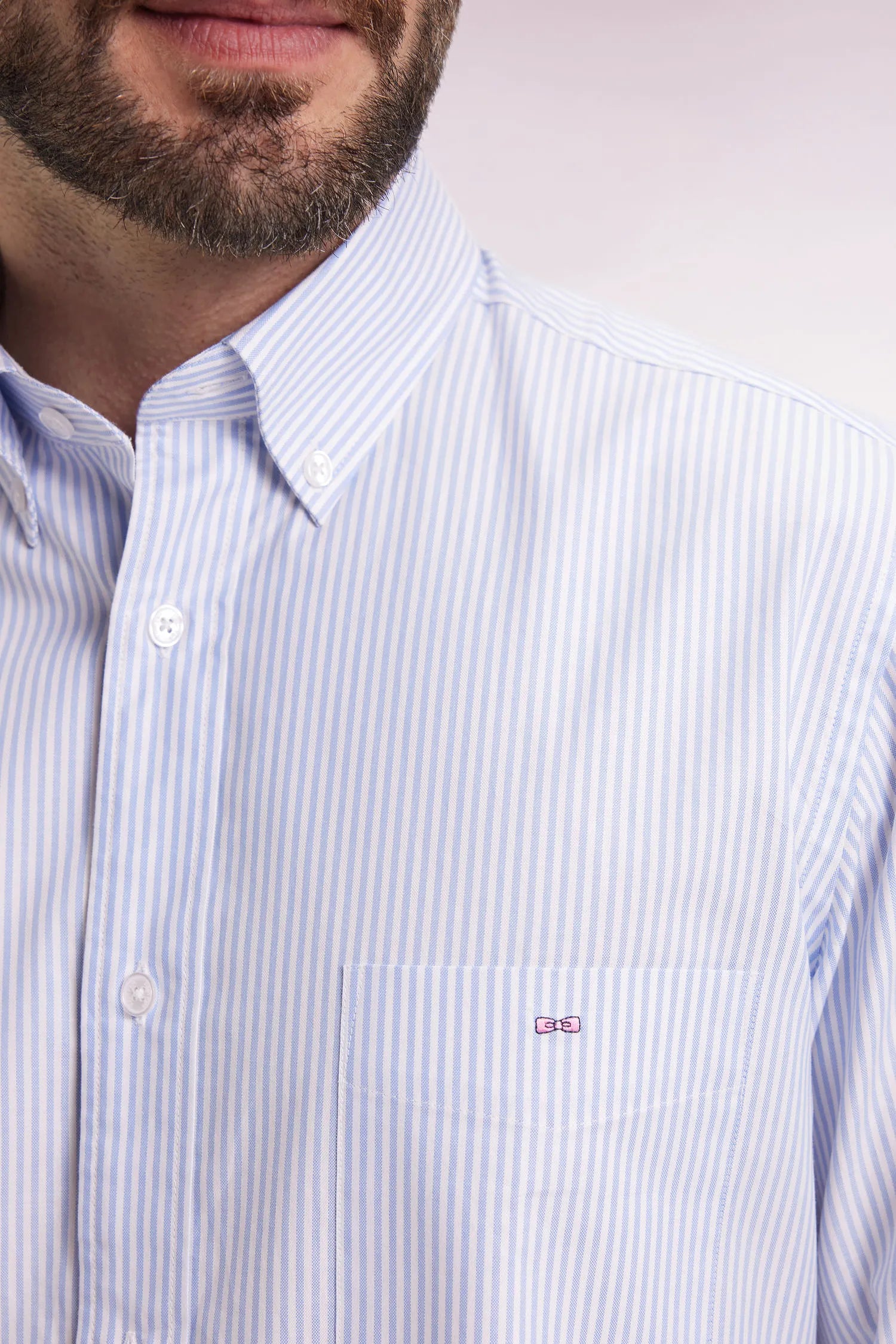 Eden Park_0_Striped Cotton Shirt in Sky Straight Cut_H25CHECL0032_BLM12_03
